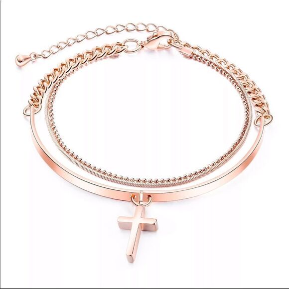 Jewelry - 18kt Plated Copper Cross Bracelet